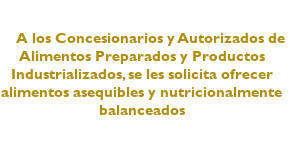 Circular DGPU/009/2025: Relativo a ofrecer alimentos asequibles y nutricionalmente balanceados